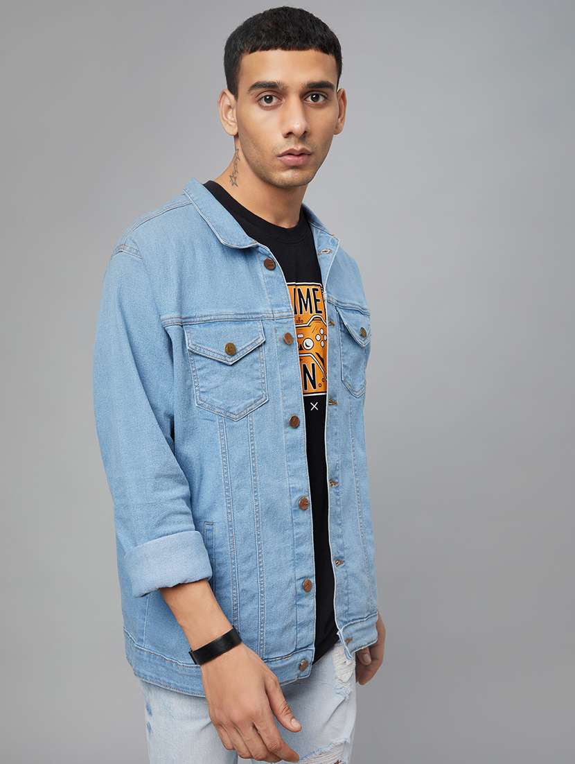 men light blue denim casual jacket - 20388757 -  Standard Image - 1