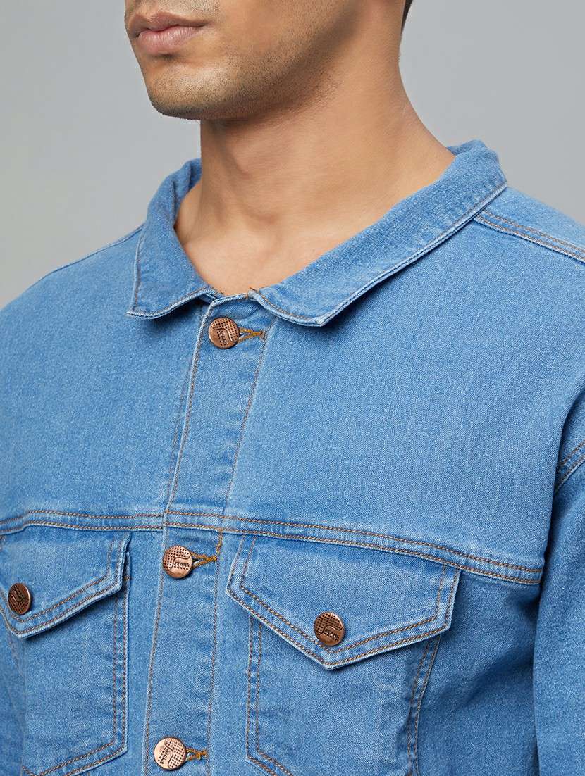 men  blue denim casual jacket - 20388759 -  Standard Image - 4
