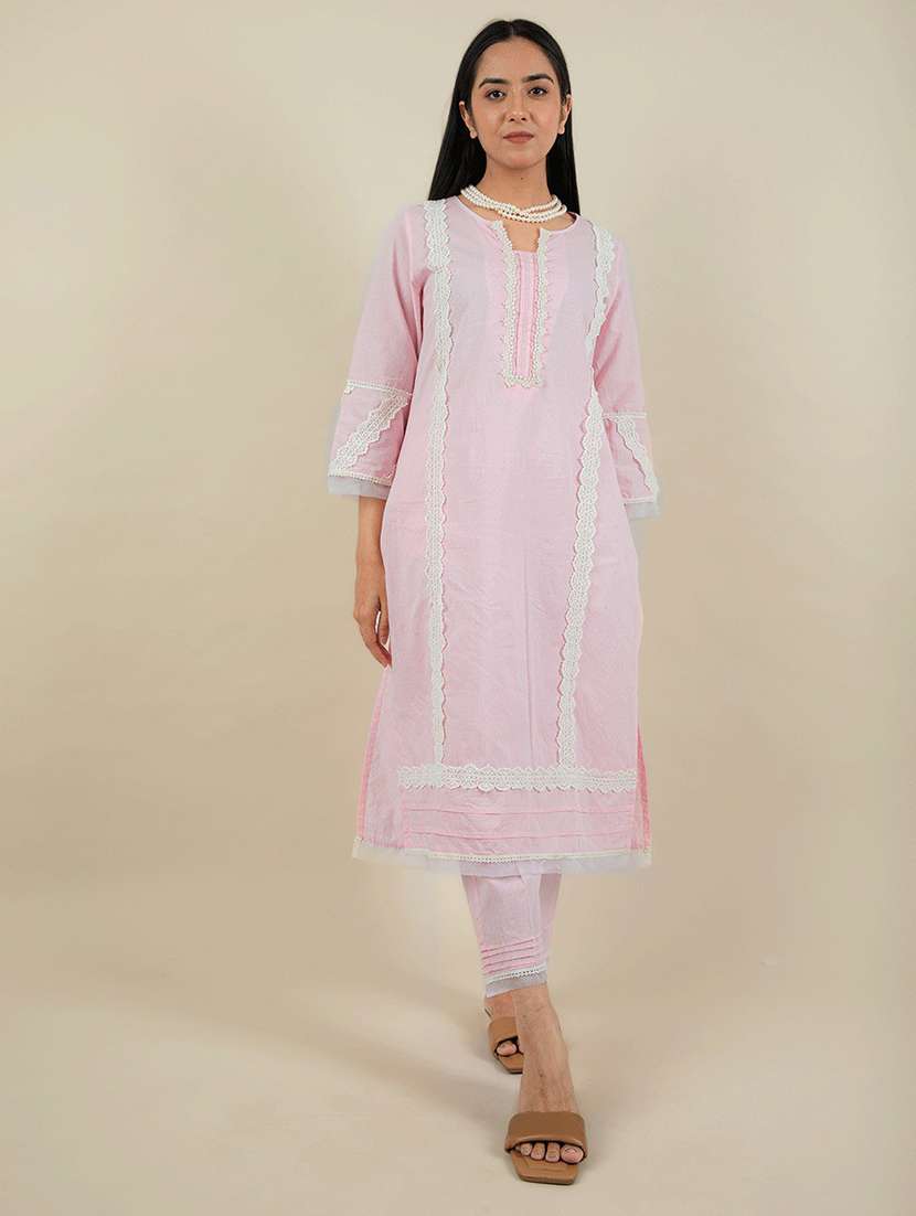 women pink solid kurta pant set - 20388854 - Zoom Image - 0