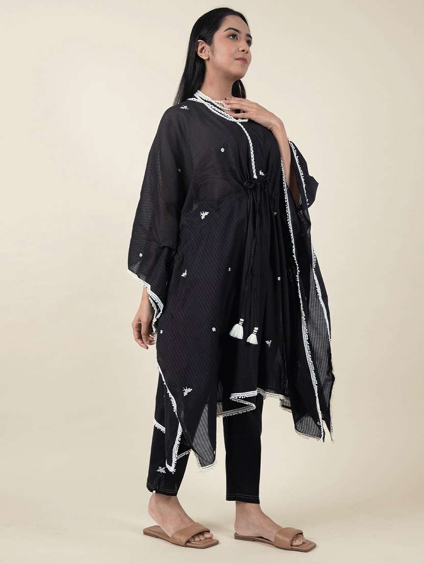 women black v-neck kaftan set - 20388856 -  Standard Image - 1