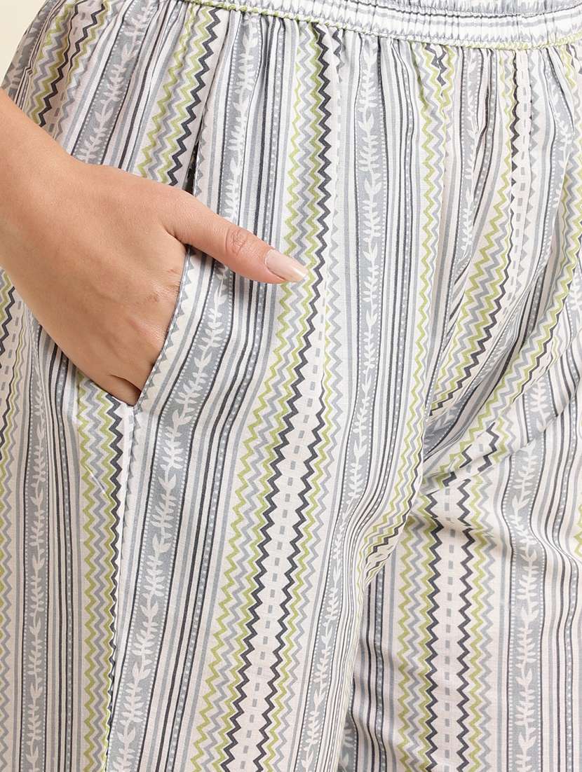 women grey round neck kurta pant set - 20388937 -  Standard Image - 4