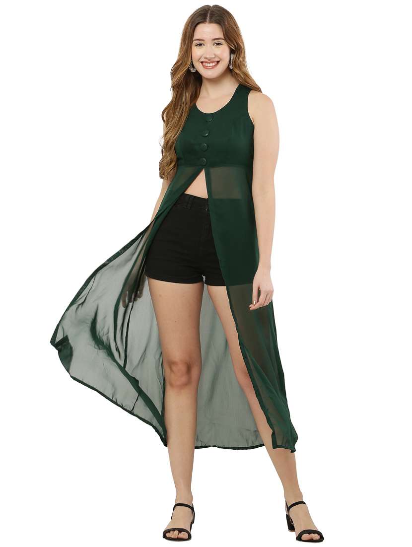 green solid maxi tunic - 20388967 -  Standard Image - 1