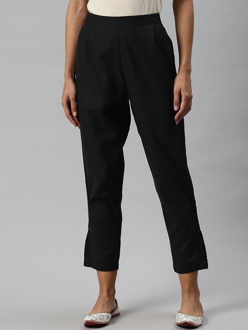 women black solids straight palazzo - 20389181 - Standard Image - 0