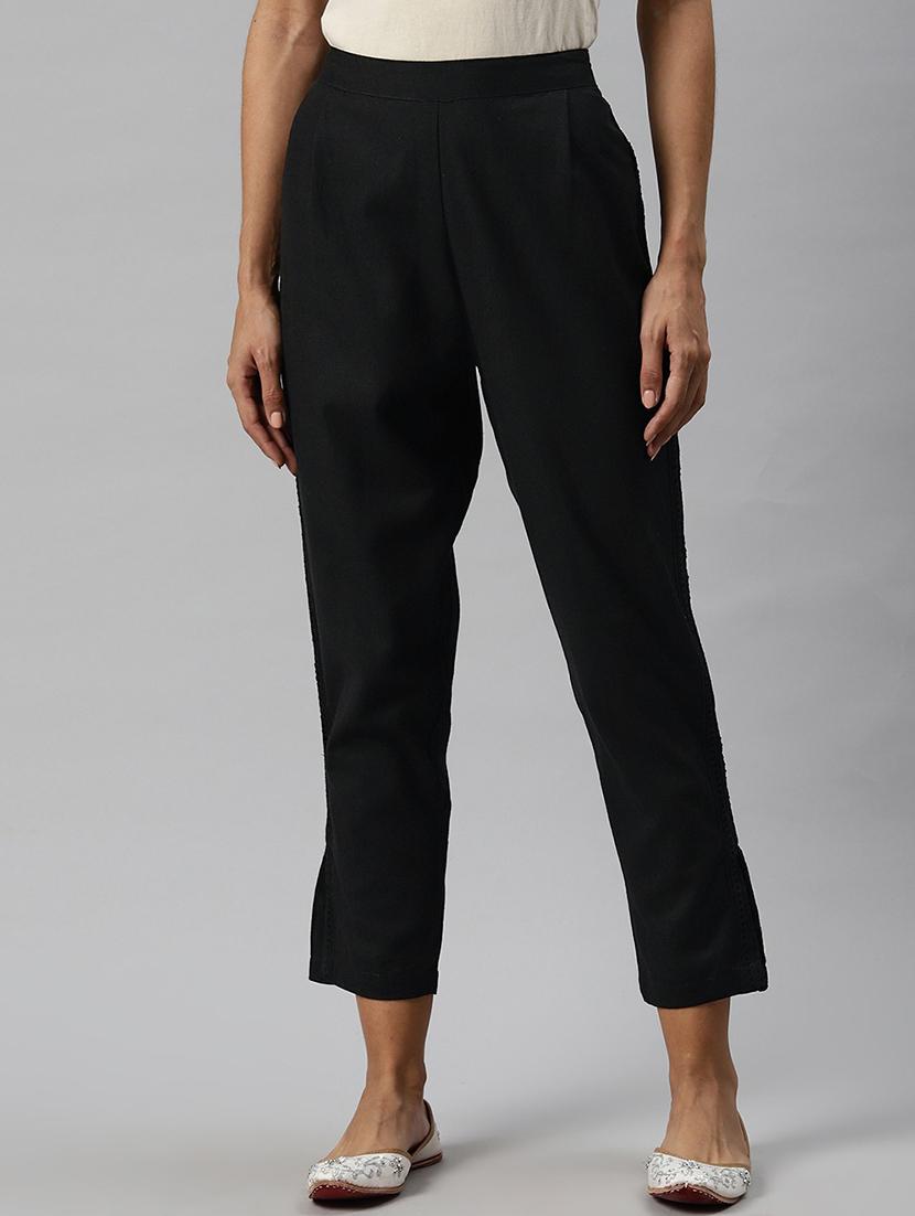 women black solids straight palazzo - 20389181 - Zoom Image - 0