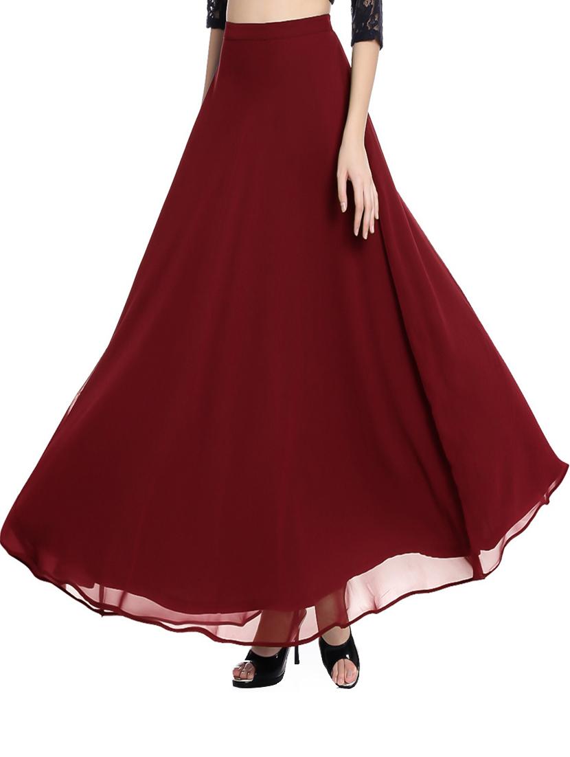 women solid flared skirt - 20389225 - Standard Image - 1