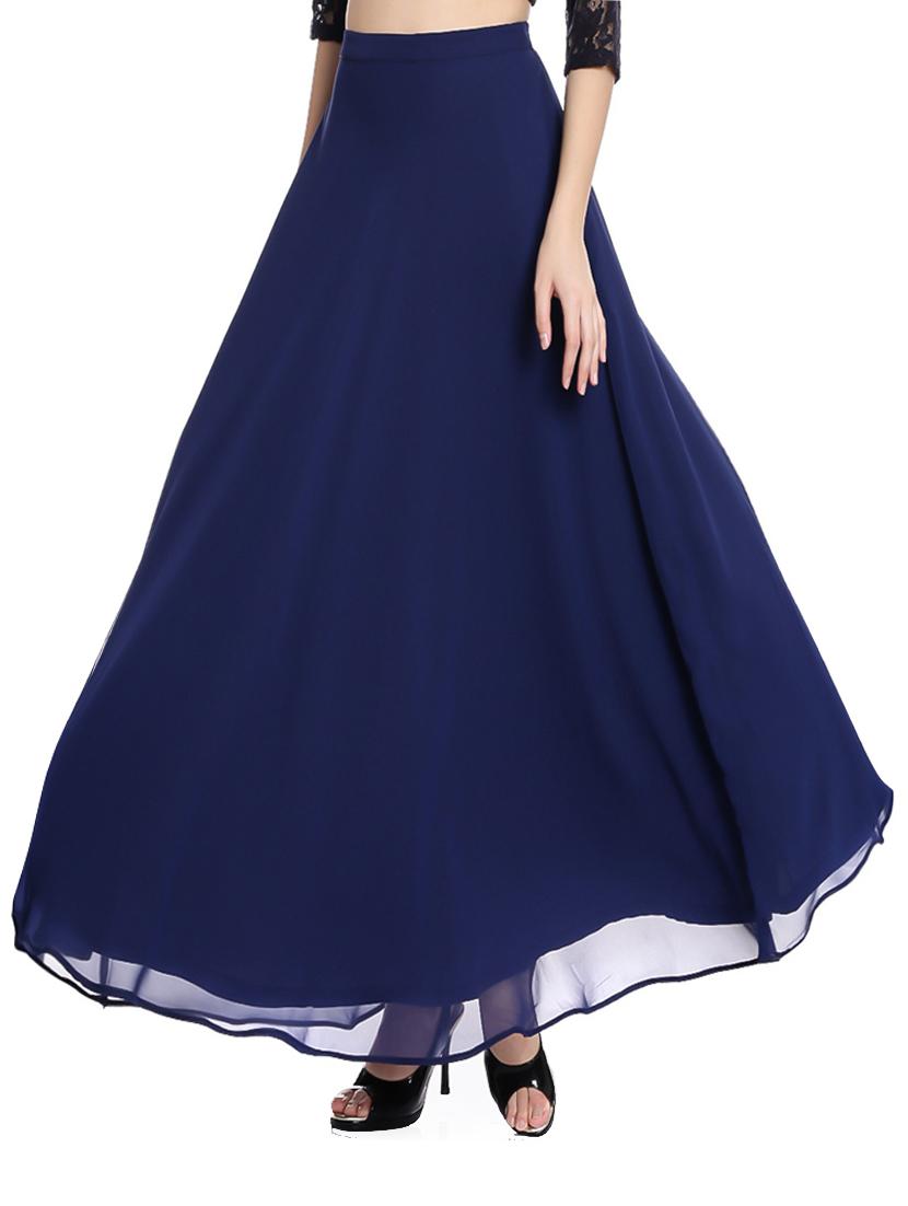 women solid flared skirt - 20389228 - Standard Image - 1