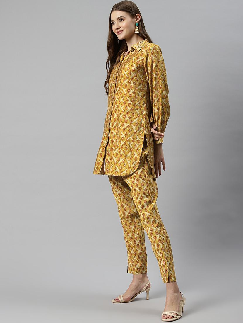 yellow printed co-ord set - 20389361 - Standard Image - 1