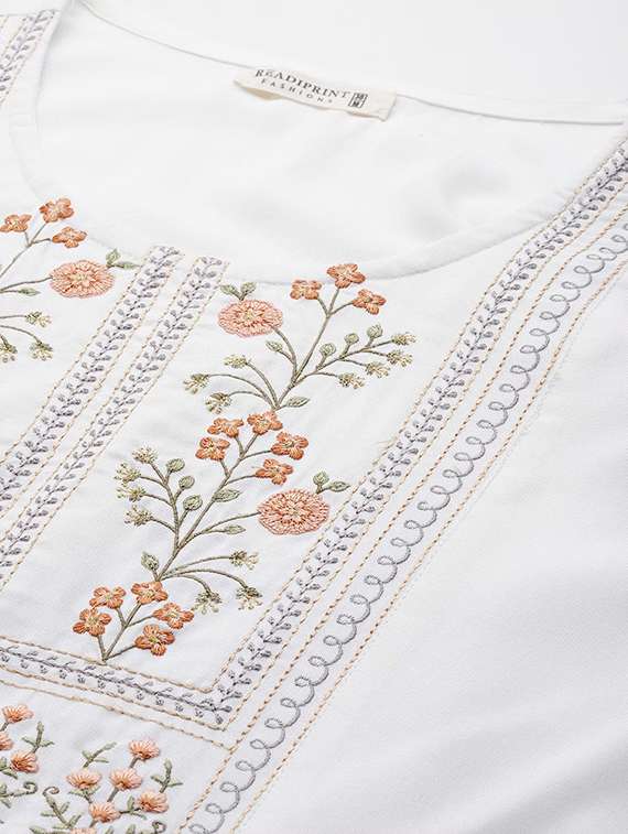 women white round neck a-line kurti - 20389537 -  Standard Image - 4