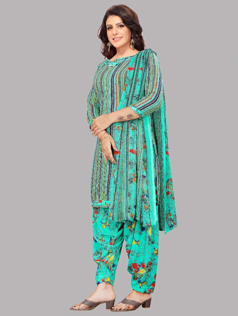 women green unstitched patiyala suits - 20390179 -  Standard Image - 1