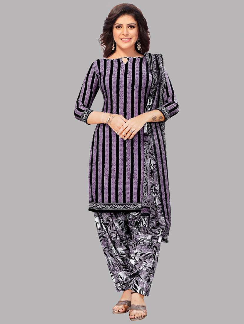 women purple unstitched patiyala suits