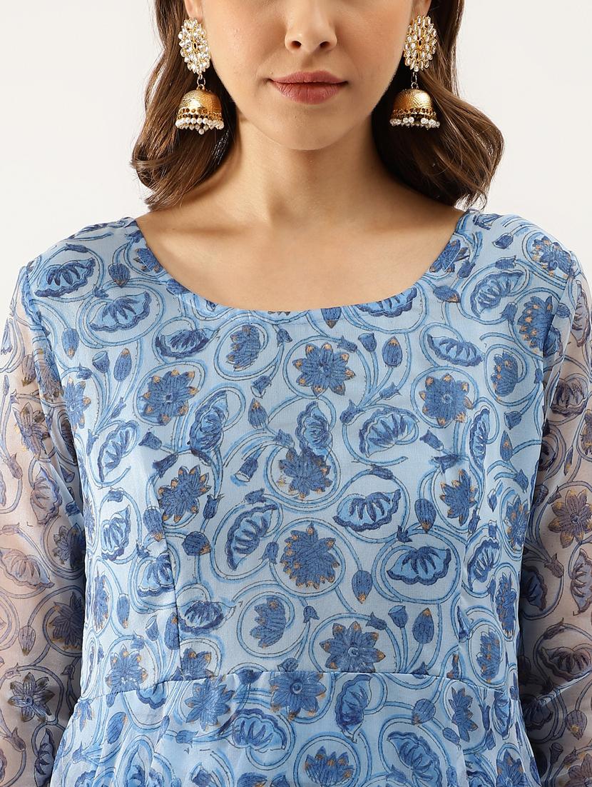 women light blue long sleeve kurta pant with dupatta set - 20390416 - Standard Image - 4