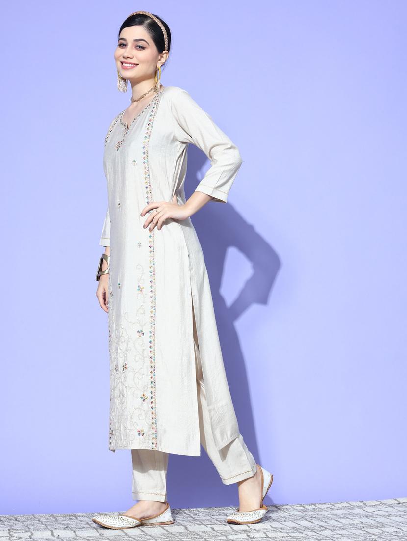 women off-white kurta pant set with dupatta - 20390520 -  Standard Image - 1