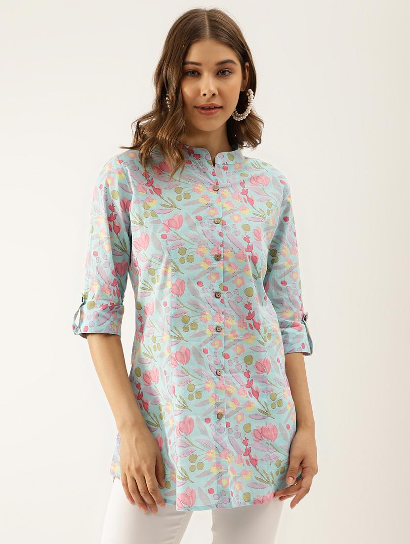 blue floral printed regular top - 20390541 -  Zoom Image - 0