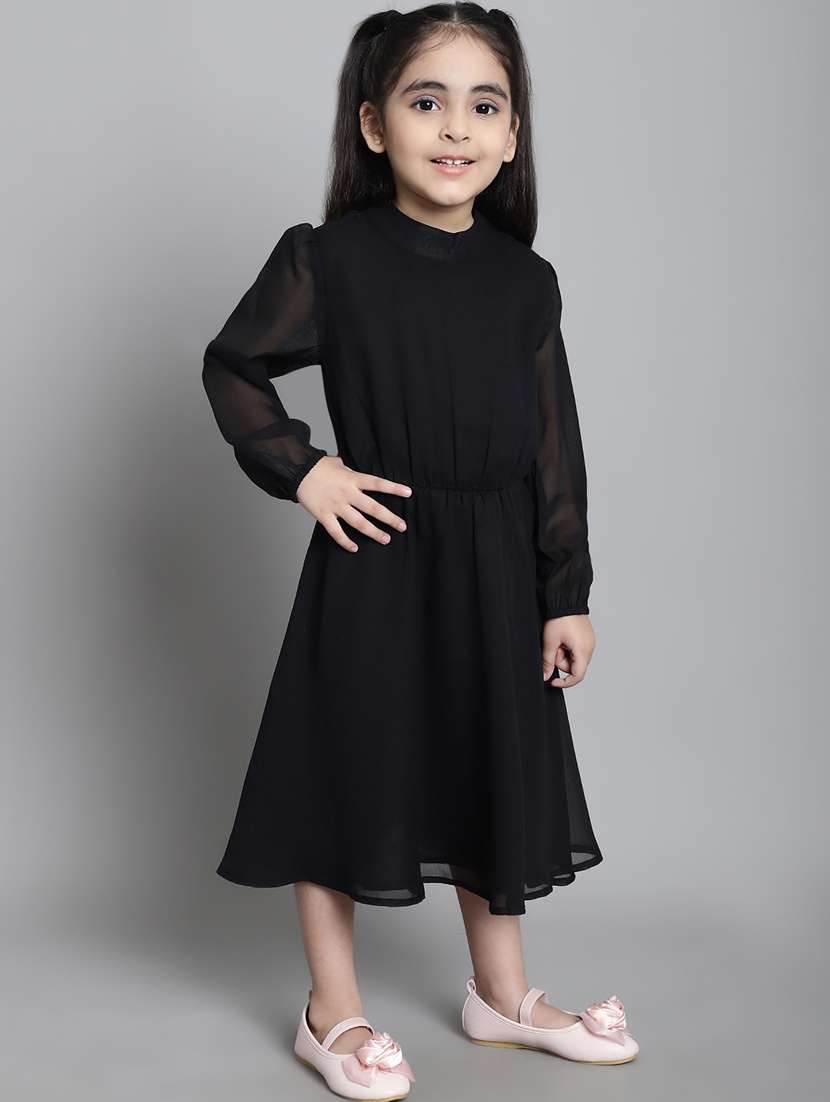 girls round neck long sleeves frock - 20393281 -  Standard Image - 1