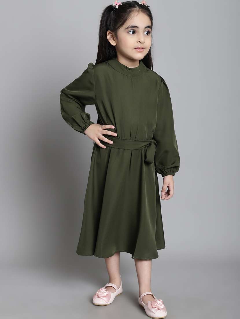 girls mock neck bishop sleeve frock - 20393282 -  Standard Image - 1