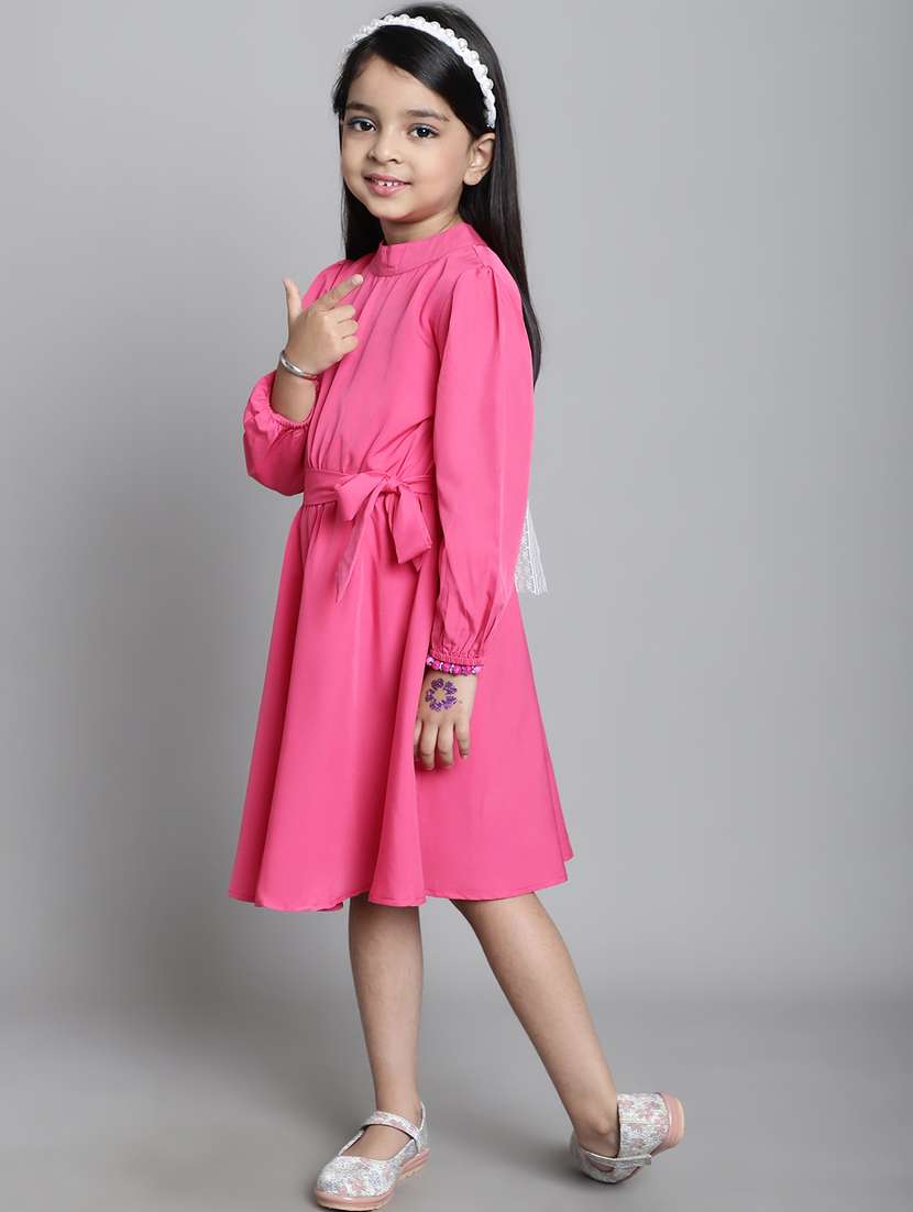 girls mock neck puff sleeve frock - 20393283 -  Standard Image - 1