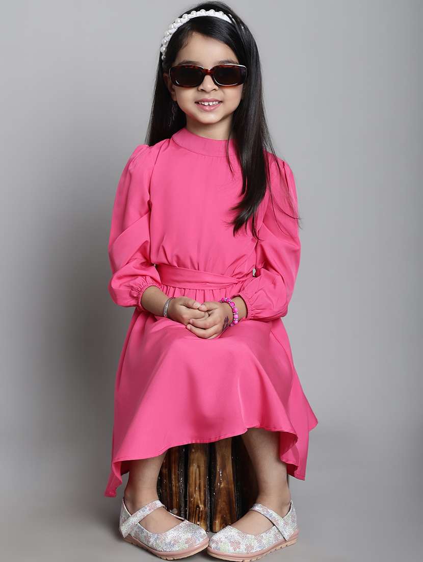 girls mock neck puff sleeve frock - 20393283 -  Standard Image - 4