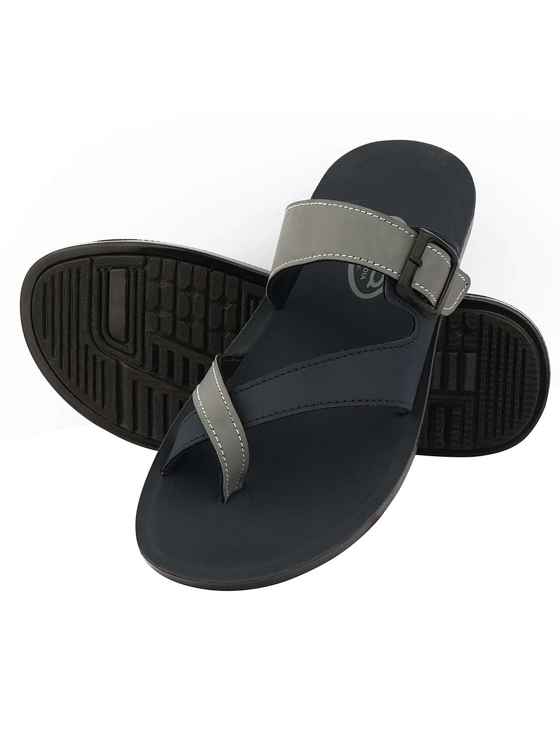 men color block grey slip on flip flop - 20393314 -  Standard Image - 1