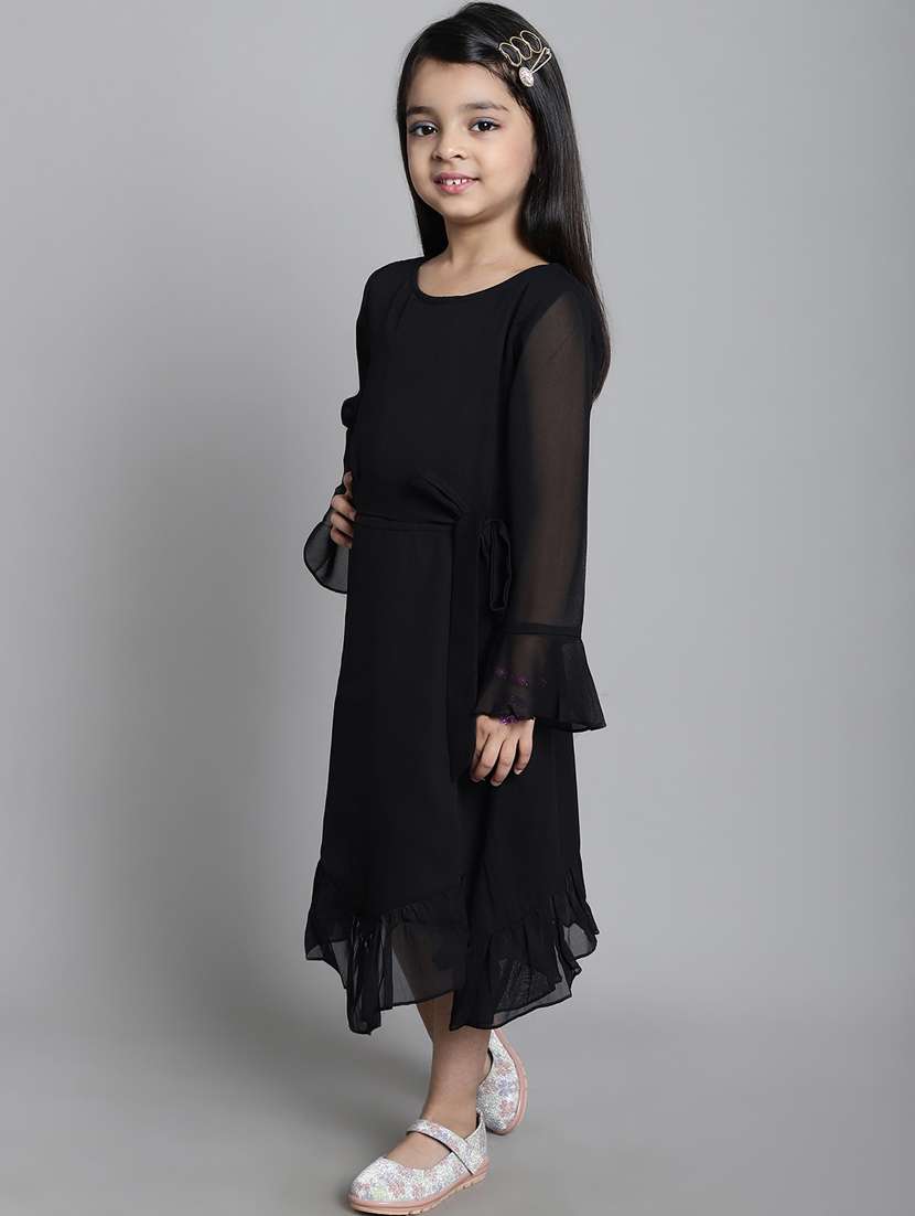 girls round neck long sleeves frock - 20393368 -  Standard Image - 1