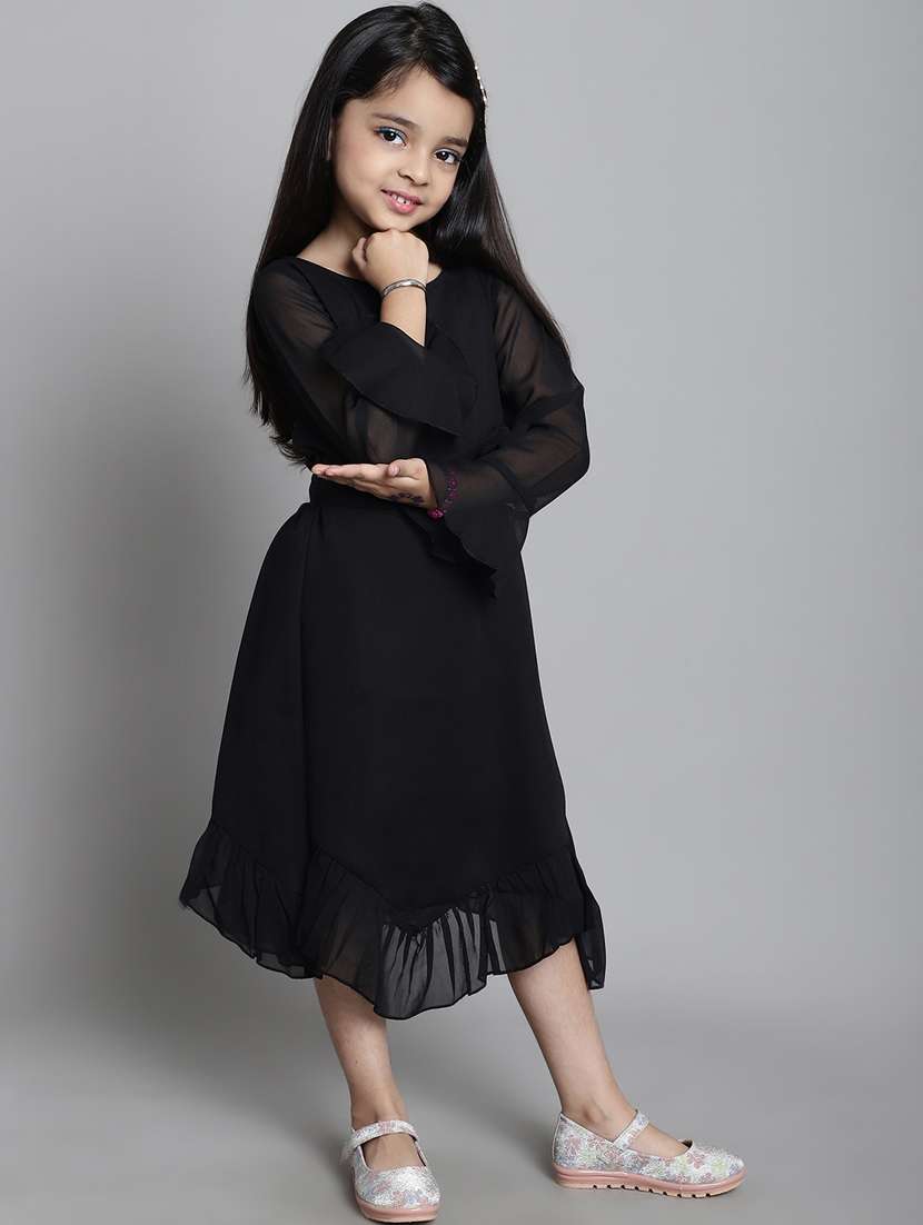 girls round neck long sleeves frock - 20393368 -  Standard Image - 4