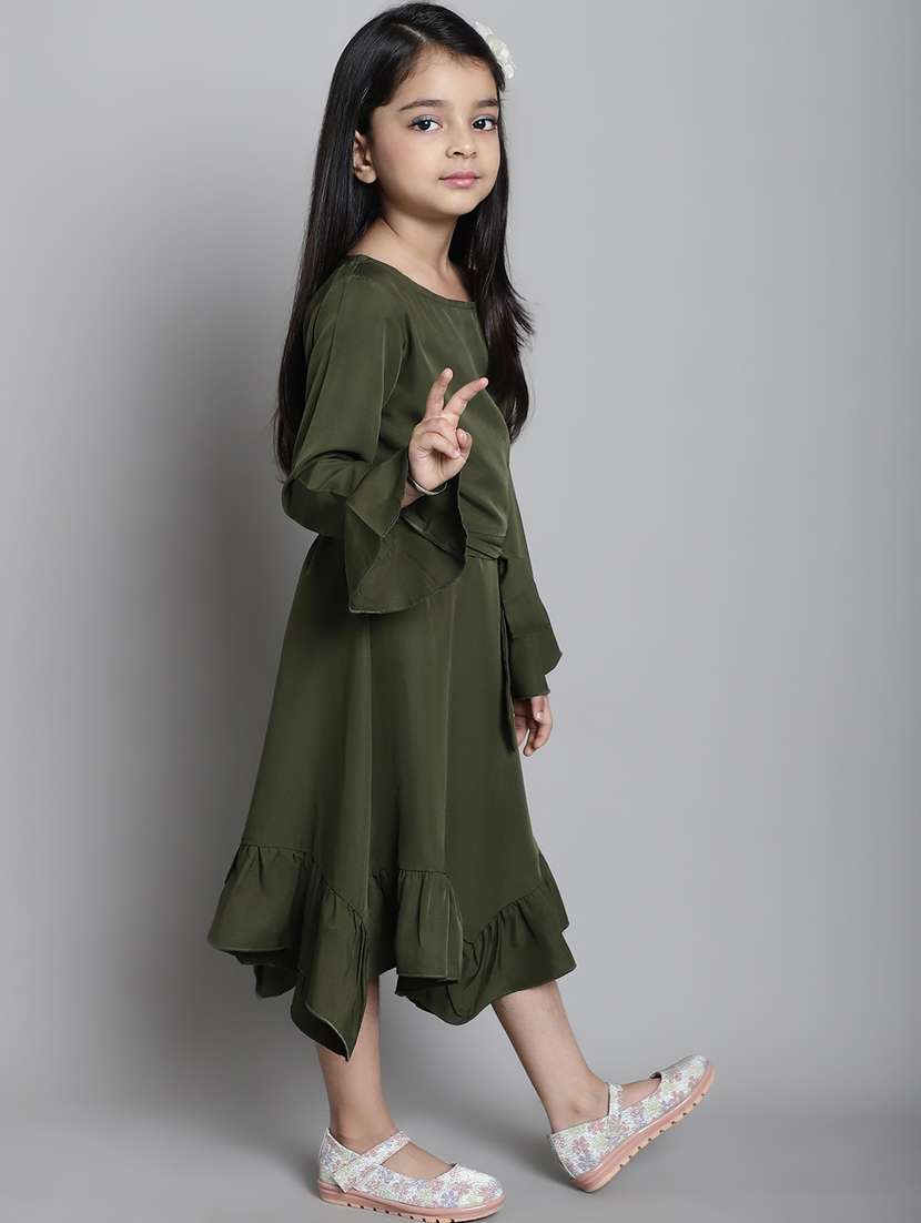 girls round neck long sleeves frock - 20393369 -  Standard Image - 1