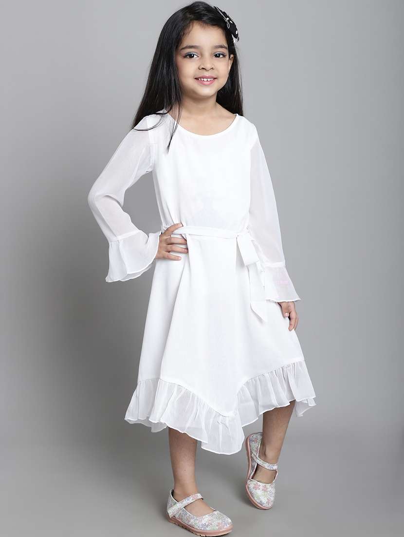 girls round neck long sleeves frock - 20393372 -  Standard Image - 1