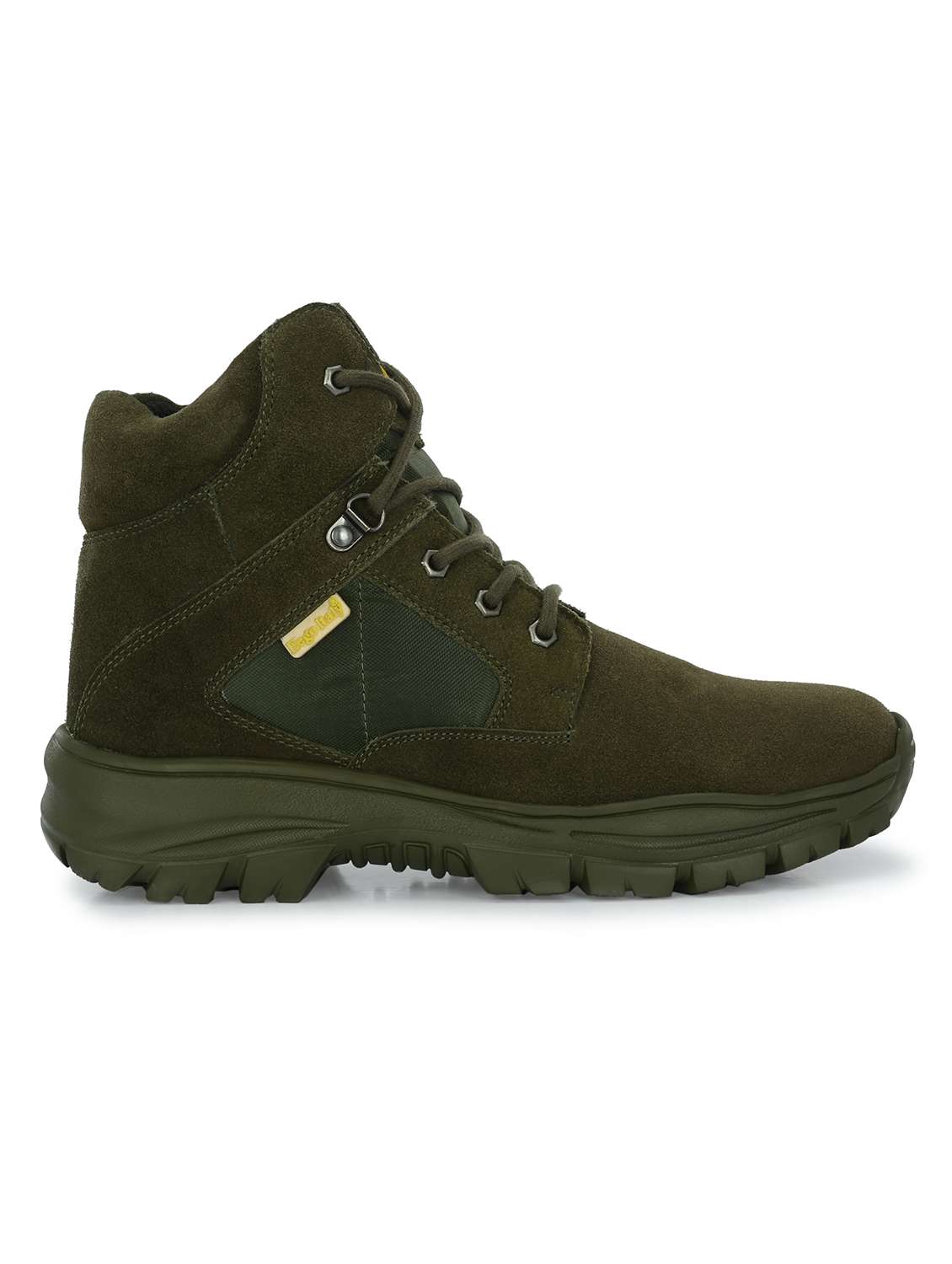 men solid olive green hiking boot - 20394692 - Standard Image - 1