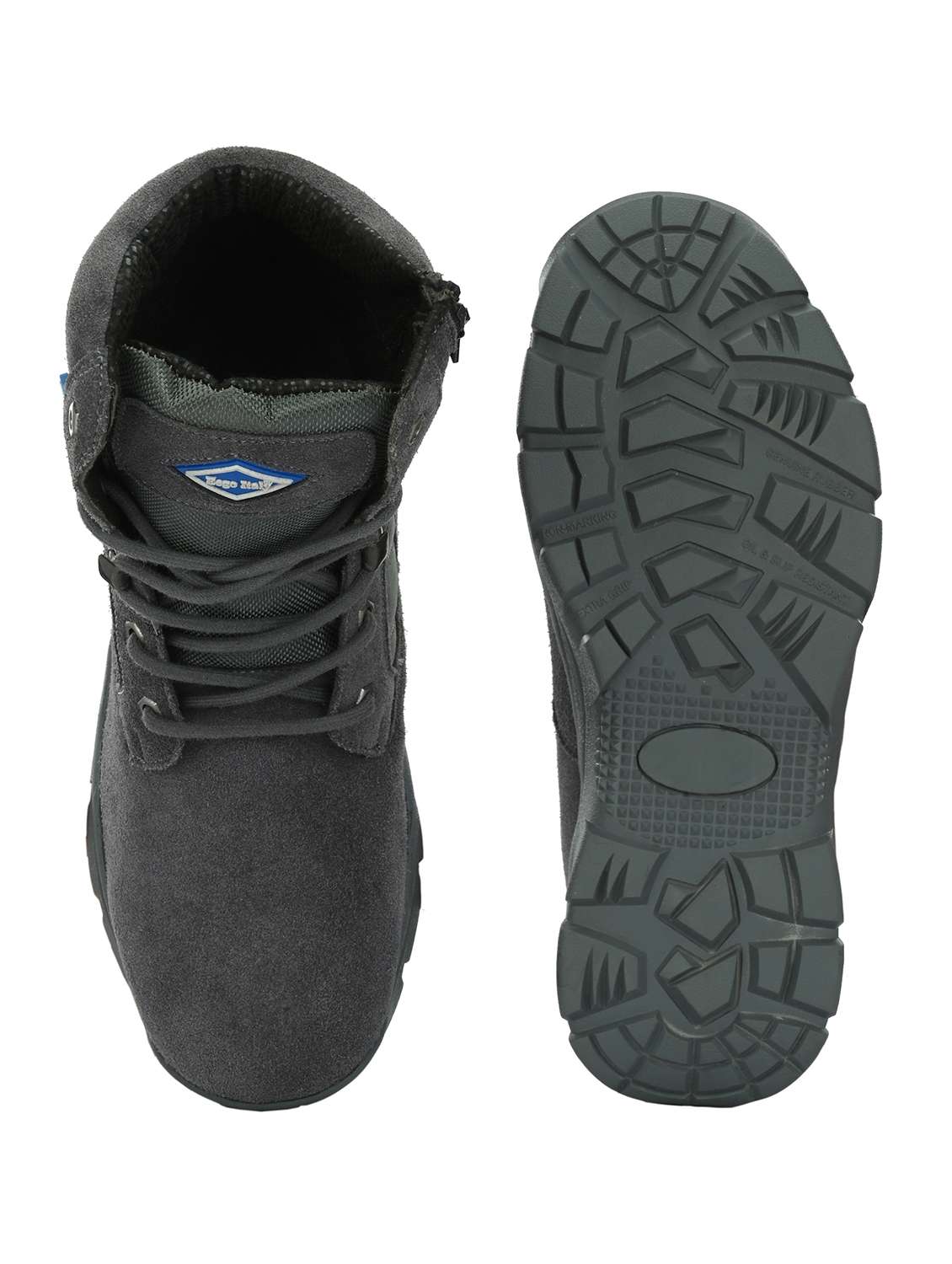 men solid charcoal leather hiking boot - 20394699 -  Standard Image - 4