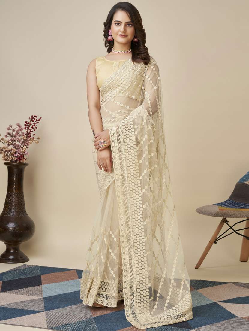 women's embroidered saree with blouse