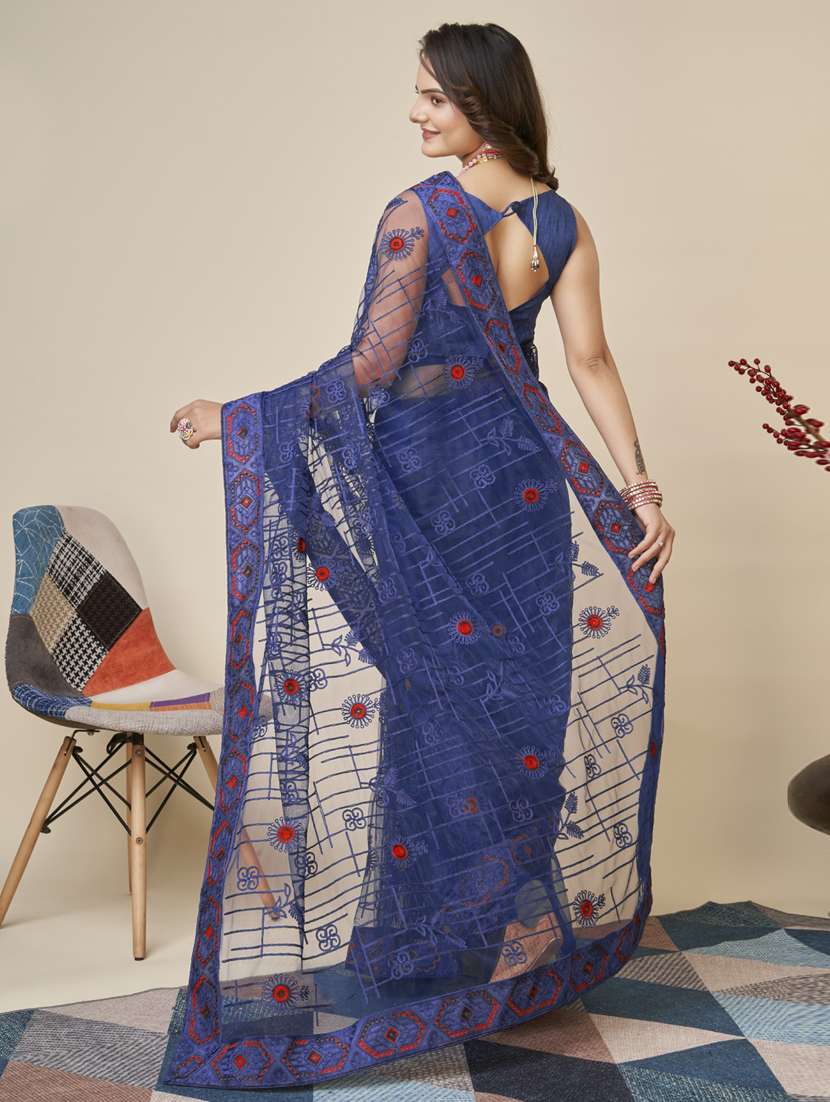 women's embroidered saree with blouse - 20394740 -  Standard Image - 1