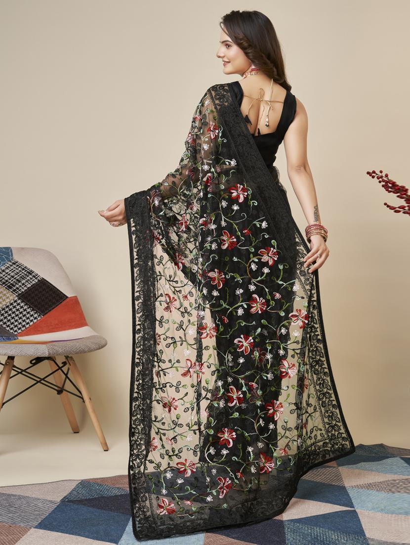 women's embroidered saree with blouse - 20394741 - Standard Image - 1