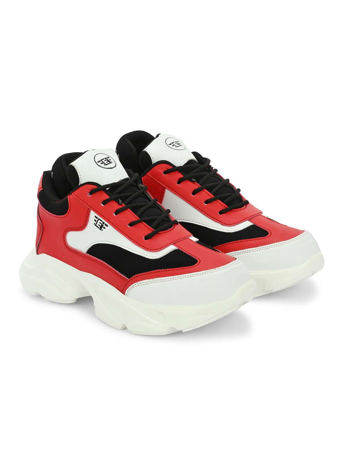 men color block red lace up sport shoe