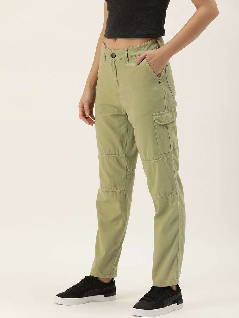women solid cargo trouser - 20394928 -  Standard Image - 1