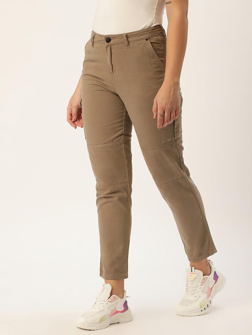 women solid cargo trouser - 20394929 - Standard Image - 1