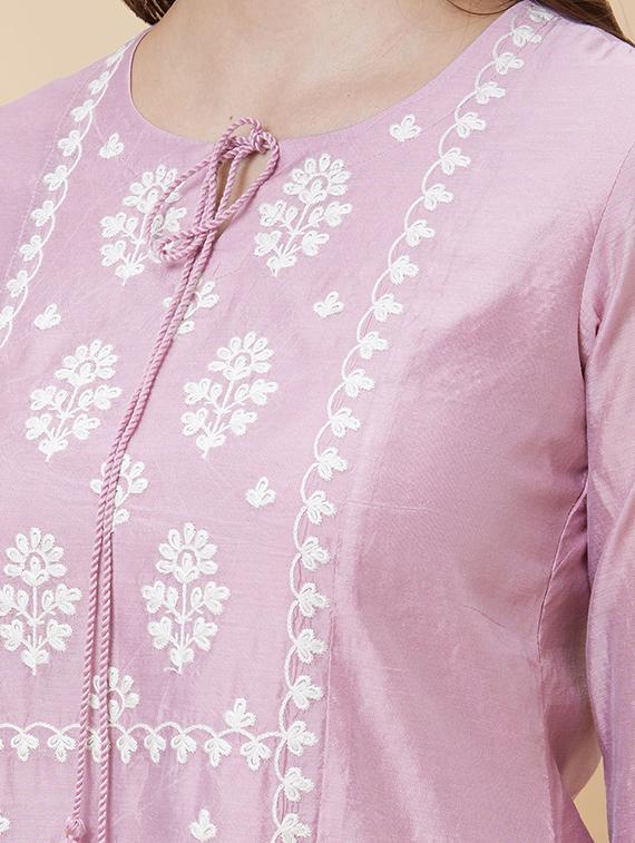 pink viscose straight kurta - 20394946 - Standard Image - 4