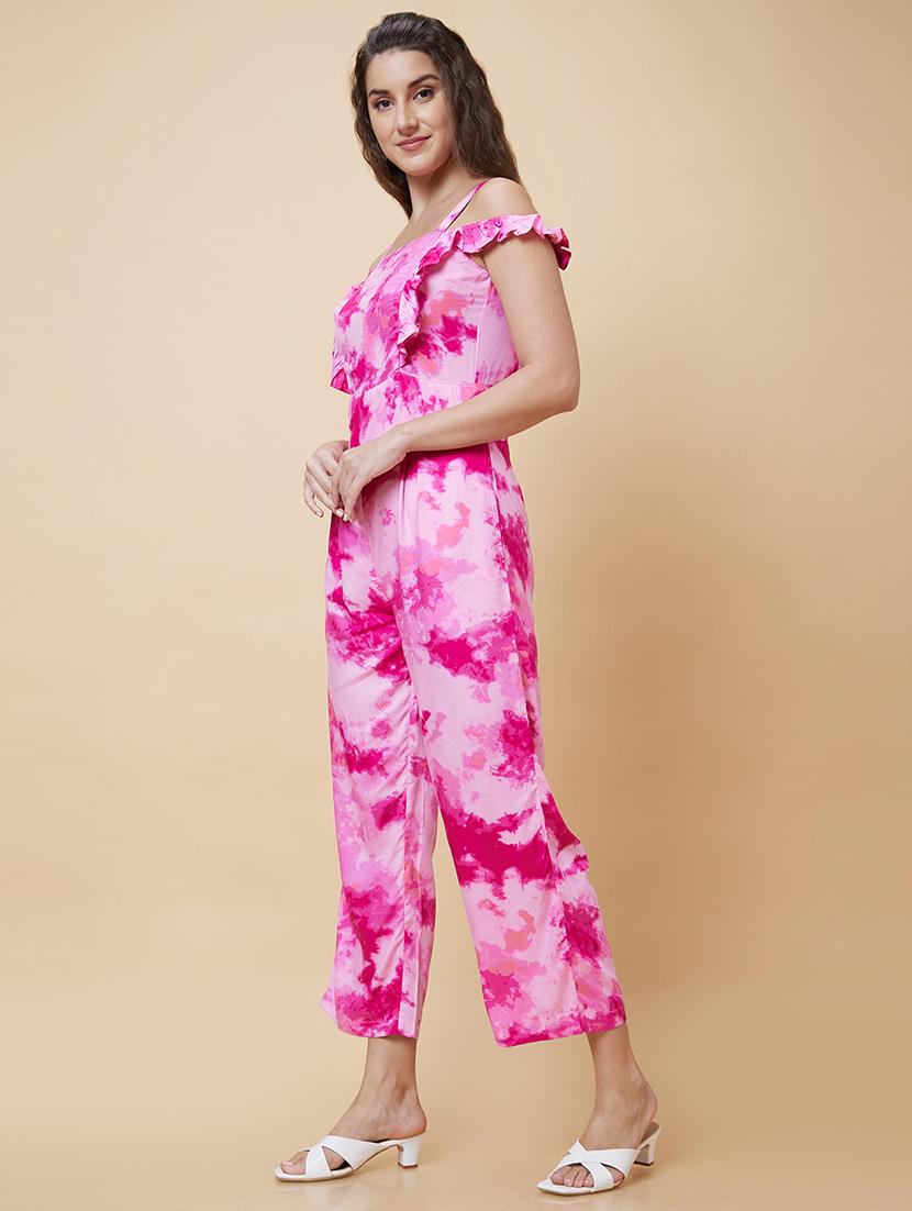 women pink square neck full leg jumpsuit - 20394966 -  Standard Image - 1