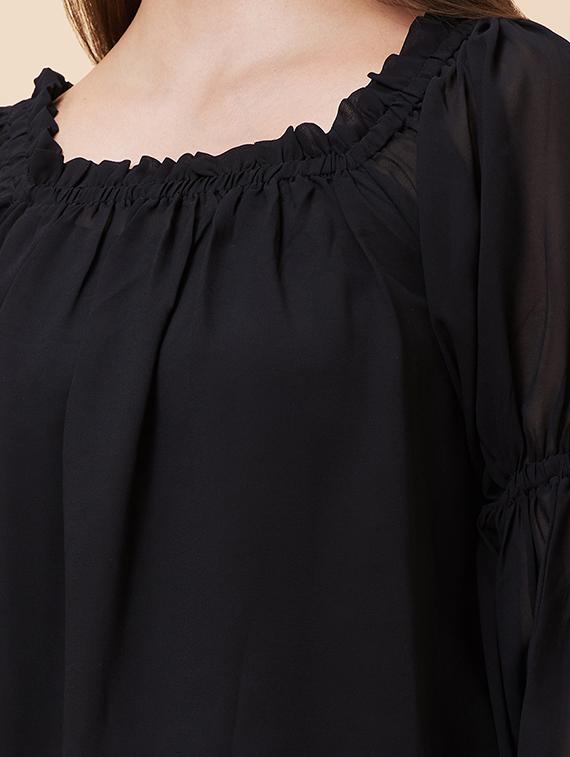 women solid bell sleeves top with slip - 20394974 - Standard Image - 4