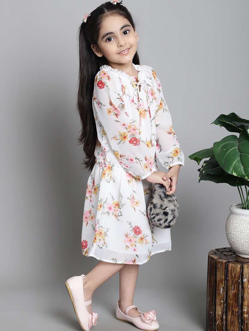 girls tie up neck long sleeves frock - 20395911 - Standard Image - 4