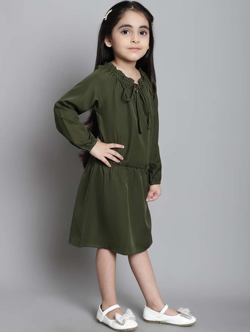 girls tie up neck puff sleeve frock - 20395912 -  Standard Image - 1