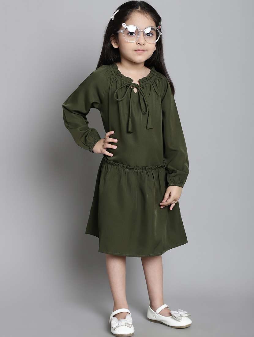 girls tie up neck puff sleeve frock - 20395912 -  Standard Image - 4