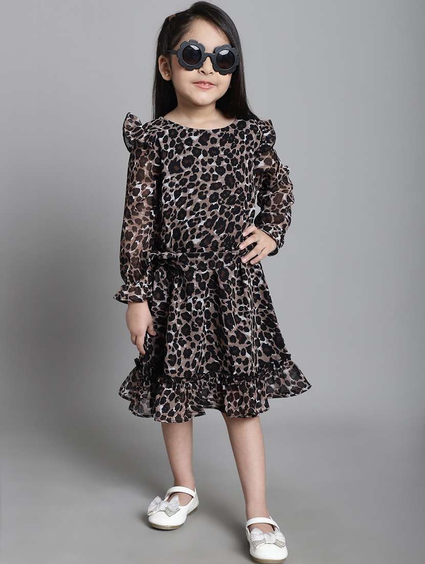girls round neck long sleeves frock