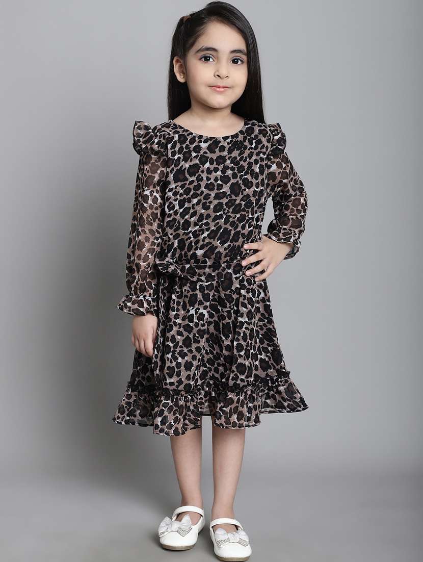 girls round neck long sleeves frock - 20396300 -  Standard Image - 1