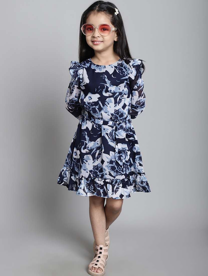 girls round neck bell sleeve frock - 20396304 -  Standard Image - 4