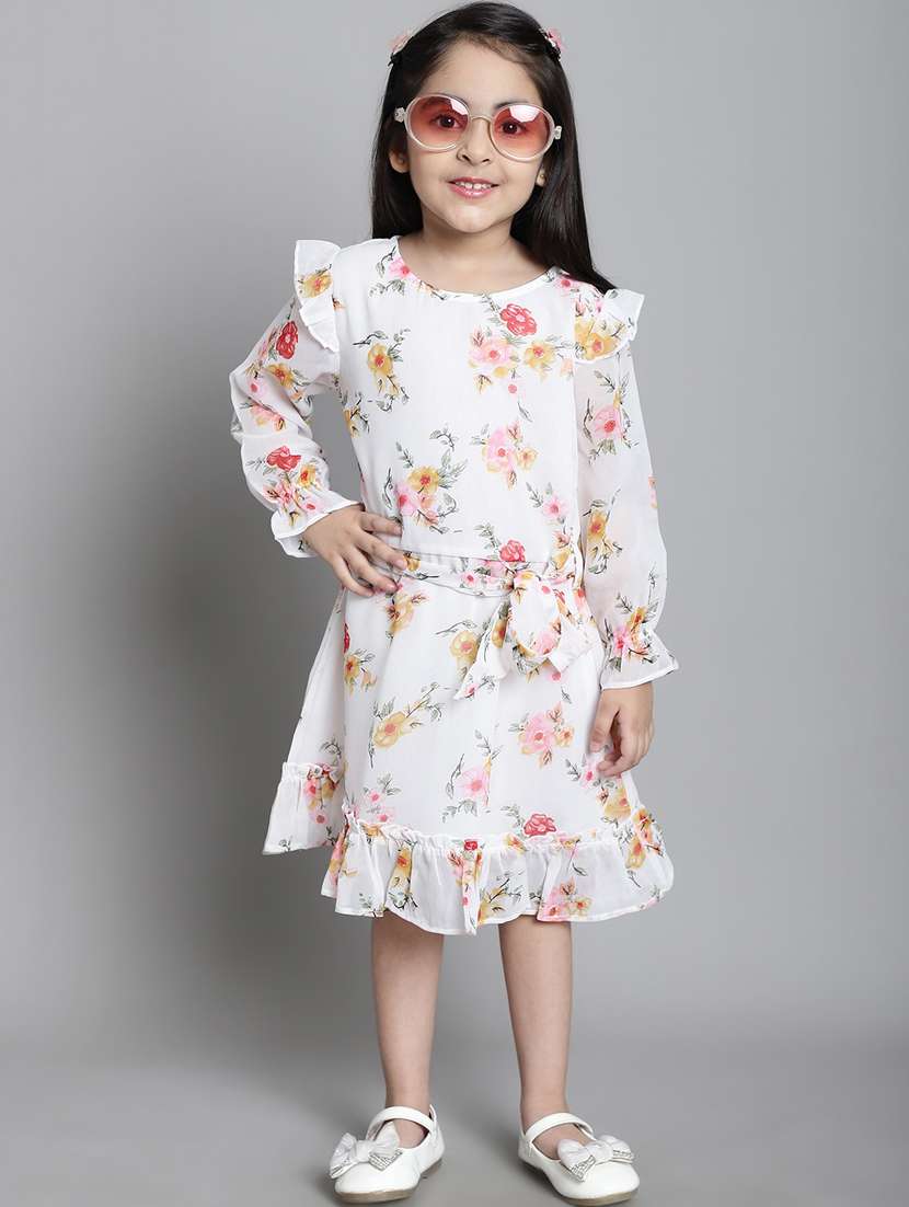 girls round neck long sleeves frock - 20396305 -  Standard Image - 1