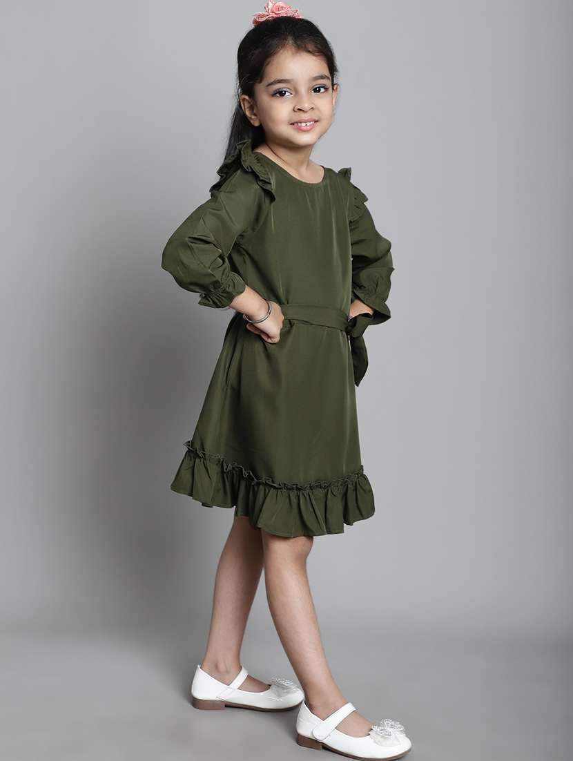 girls round neck three quarter sleeves frock - 20396306 -  Standard Image - 1