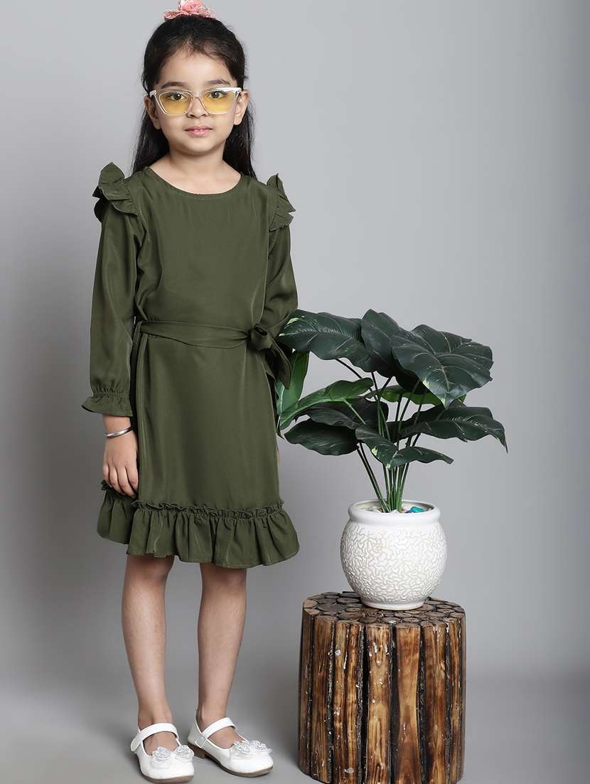girls round neck three quarter sleeves frock - 20396306 -  Standard Image - 4