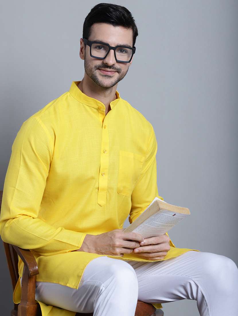 men solid cotton long kurta - 20396578 -  Standard Image - 1