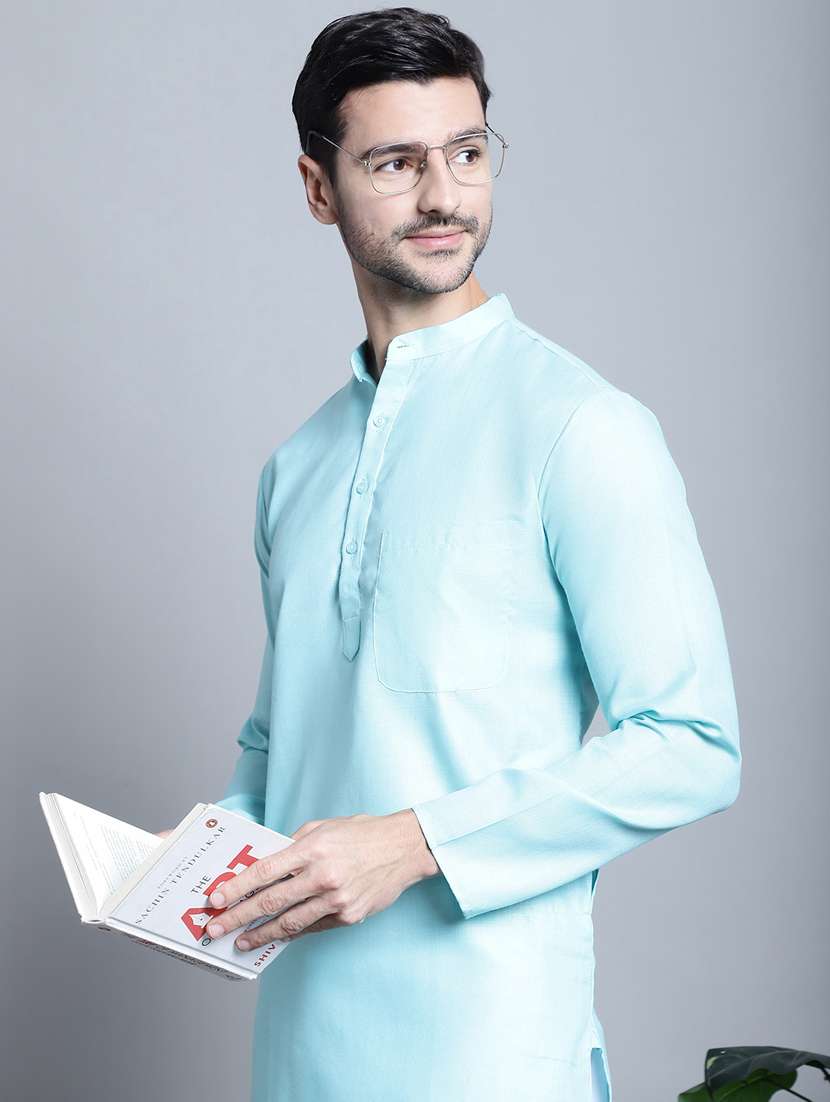 men solid cotton long kurta - 20396581 -  Standard Image - 1