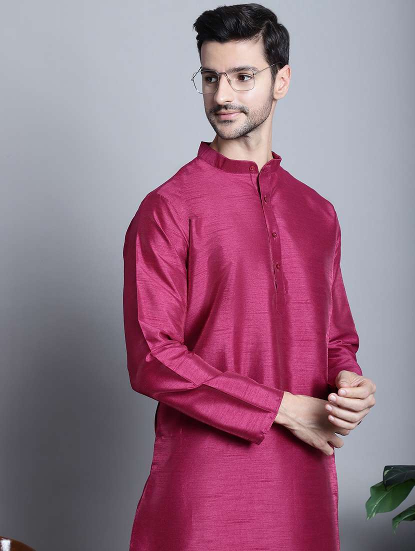 men solid cotton long kurta - 20396582 -  Standard Image - 1