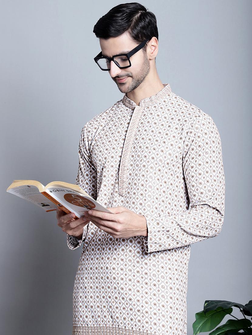 men embroidered long kurta - 20396593 - Standard Image - 1